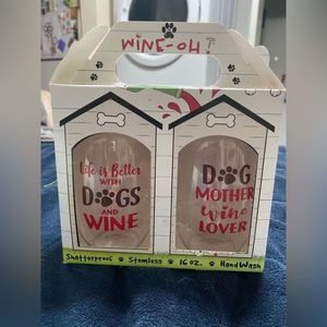 Wine-oh “Life is better with dogs and wine” stemless shatterproof recyclable